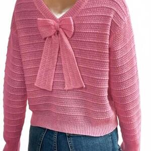 Shein Bubblegum Pink Bow Sweater Size Large (8/10)